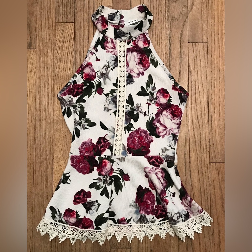 Floral Pattern Summer Top wavy bottom